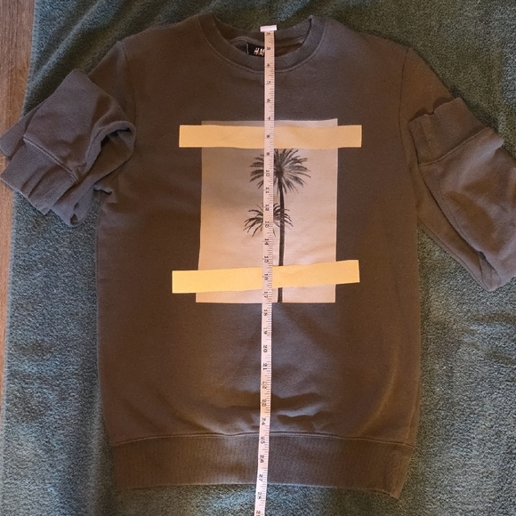 H&M Gray Crewneck Sweater with Palm Design - Picture 4 of 5